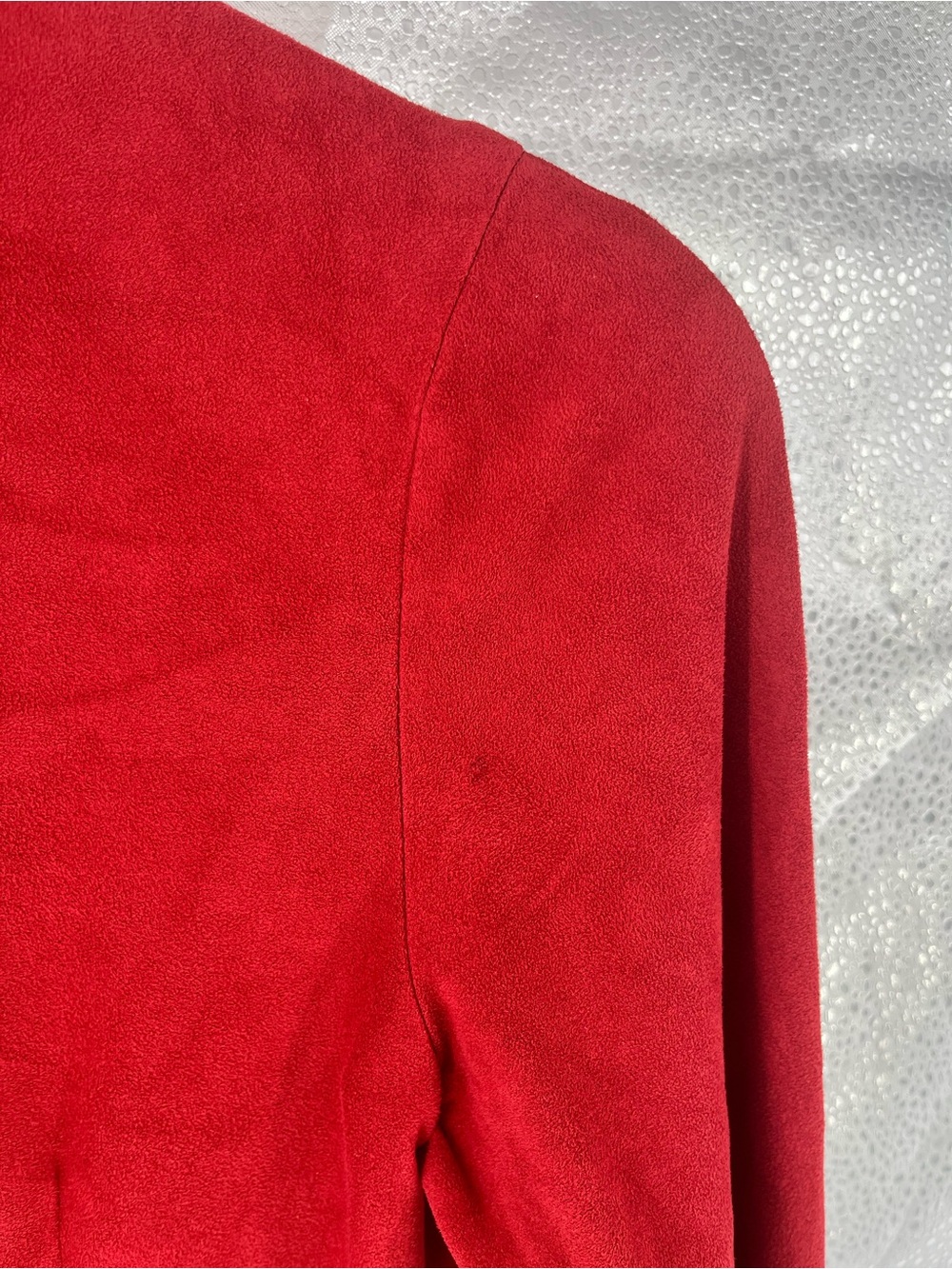 Laundry Shelli Segal Red Suede-Look Long Sleeve Tie Front Mini Dress USA XS Sz 2 - Picture 14 of 16